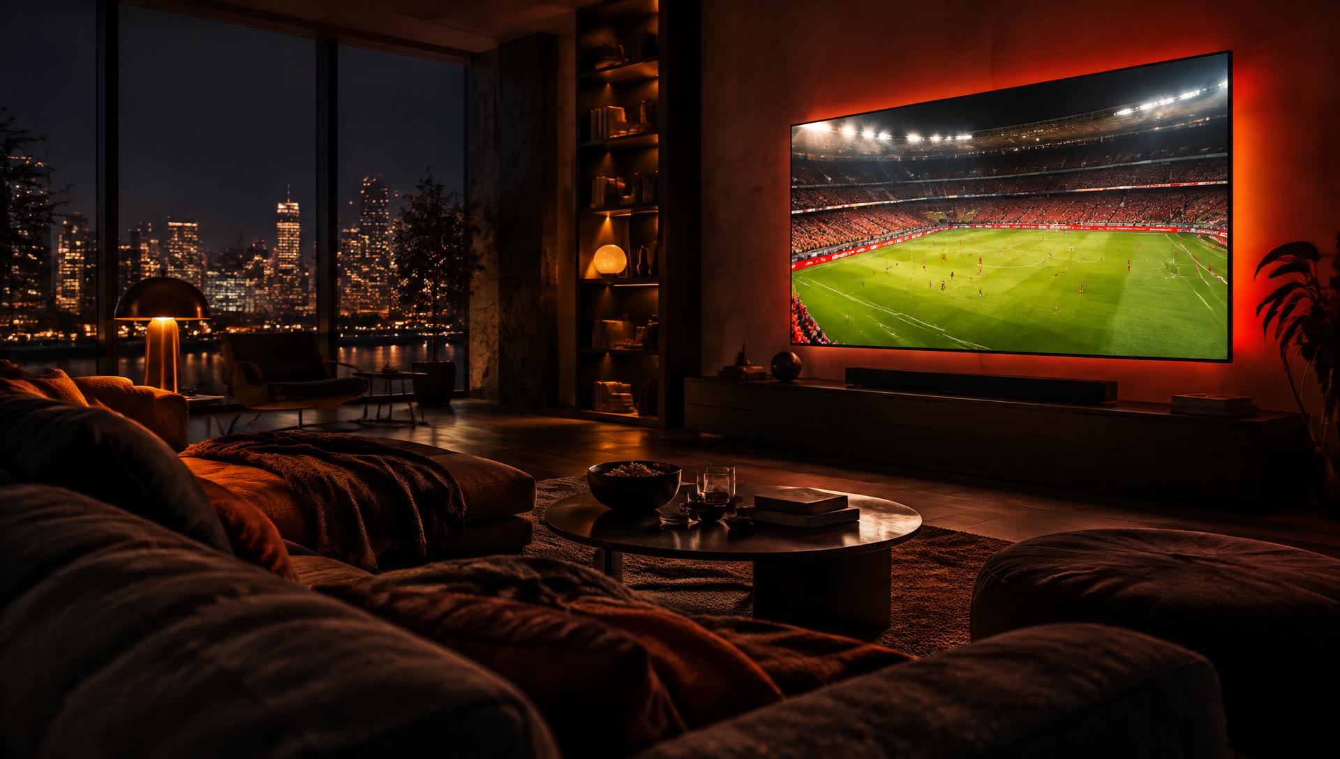 Castlyte on a living-room TV at night